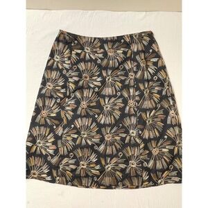 Talbots Womens Size 6 Petites Black Floral Embroiderd‎ Cotton A-Line Skirt